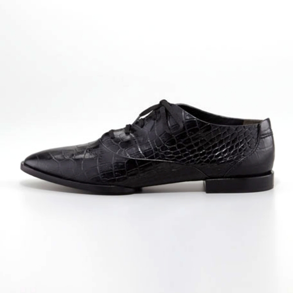 Alexander Wang Ingrid Lace Up Oxford Black Croc 36 - Picture 2 of 11